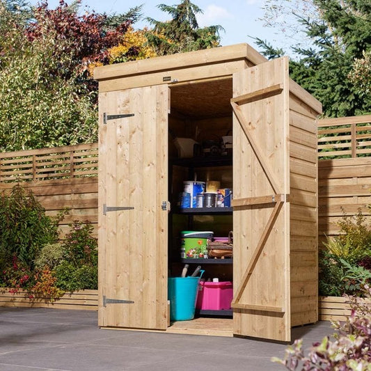 Rowlinson 4' x 4' Premier Shiplap Windowless Double Door Pent Shed