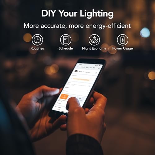 OREiN WiFi Smart Outdoor Lights with Flashing Security Mode, 12W LED Motion Sensor Light with 2 Heads, IP65 Waterproof, Alexa & Google Home Compatible, Hardwired Security Light for Porch, Driveway