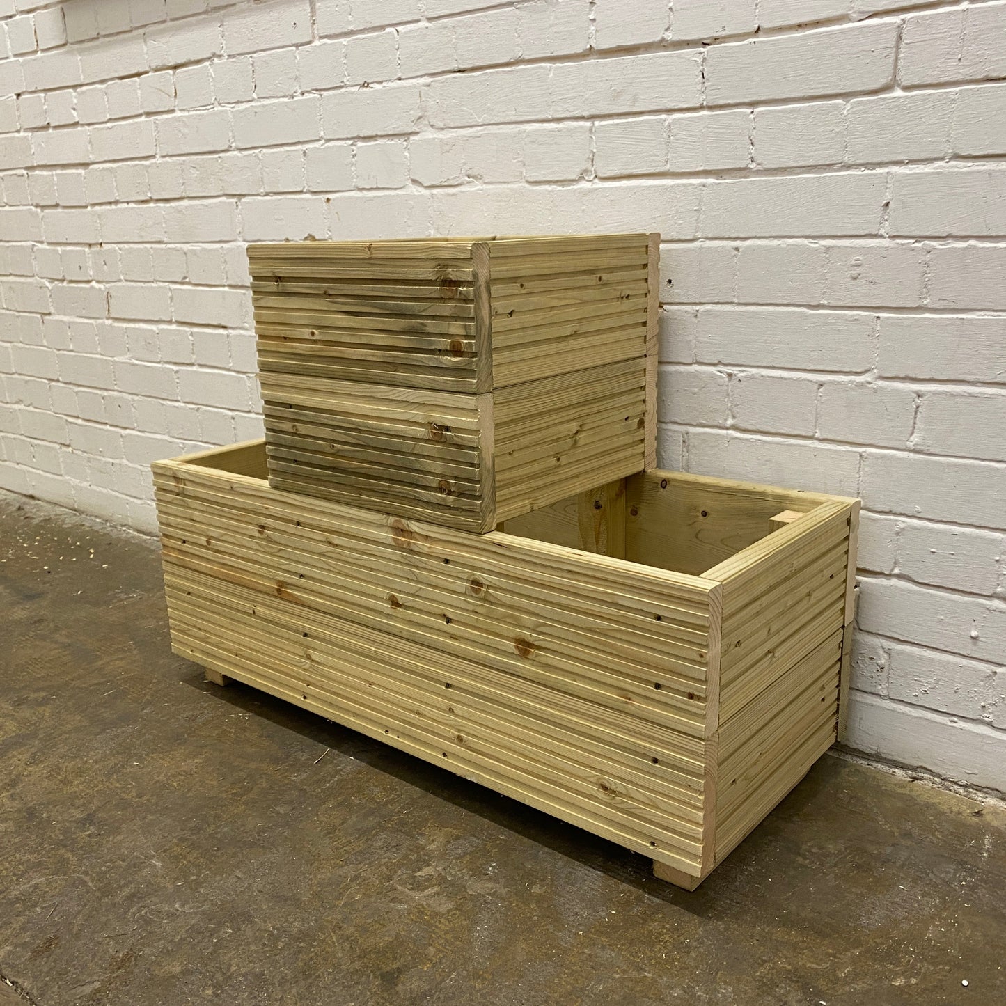 One-Tier Wooden Decking Planter – Pressure-Treated Outdoor Garden Planter 88 × 35 × 48 cm