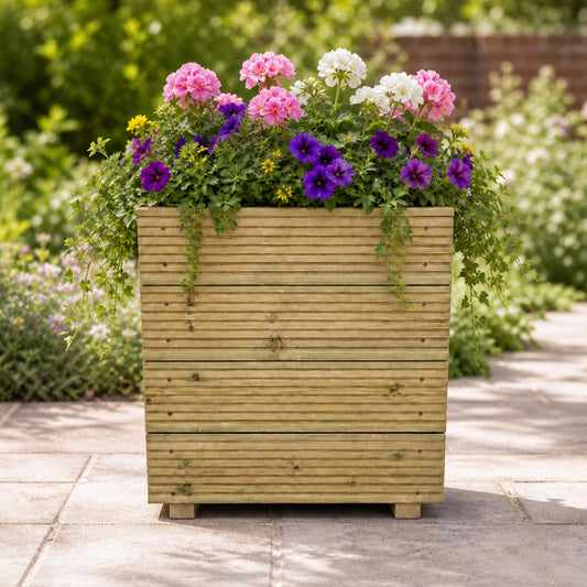 Large Square Tall Wooden Decking Planter  50 × 50 × 63 cm