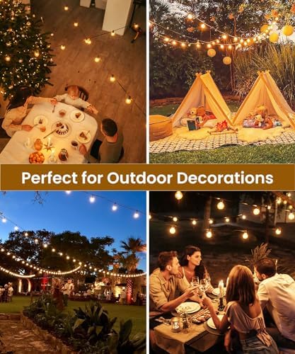 ZYRIVON 30M/100FT Outdoor Lights Mains Powered, 50+3 LED Garden Lights, Shatterproof Waterproof Outside Lights, Warm White String Lights for Garden, Yard, Wedding, Christmas, Gazebo, Fence, Roof