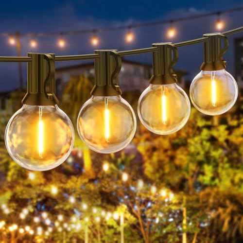 Outdoor String Lights, 15M/50FT 25+1 LED Outdoor Lights Mains Powered, G40 Plastic Shatterproof Led Garden String Bulbs for Outside, Pergola, Yard, Wedding, Christmas, Backyard, Party, Patio