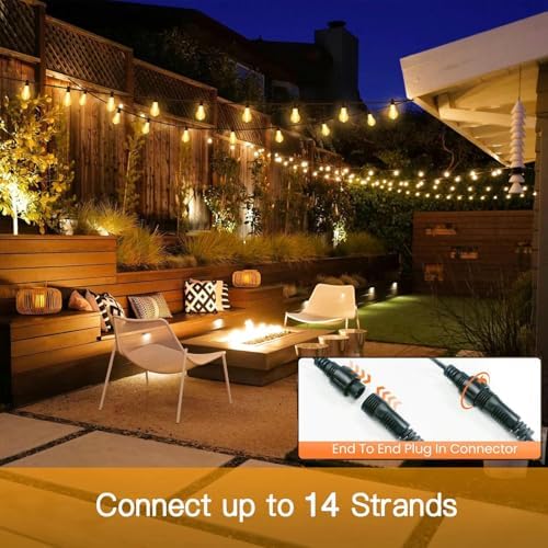 Bestendony 100FT Plug In Outdoor Lights Festoon Light Mains Powered Garden Bulb Lights Outdoor Waterproof with 50+2 Shatterproof Bulbs Outside Hanging Decorative Light for Garden, Porch, Gazebo, Party