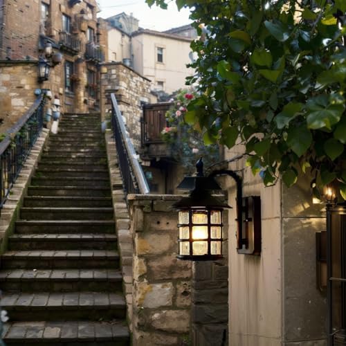 Black Outdoor Wall Lights,Lantern Outdoor Lights Aluminum And Glass Waterproof Lamp Retro Garden Wall Lights Rustic Decor E27 Outside Lights For House