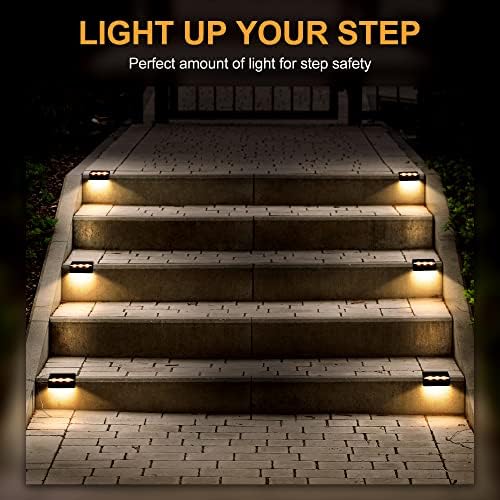 Solpex Solar Step Lights 16 Pack, Solar Outdoor Lights for Fence, IP65 Waterproof Solar Powered Outdoor LED Lights for Deck Porch Stair Yard Garden Patio Pool Decorations (Black, White)
