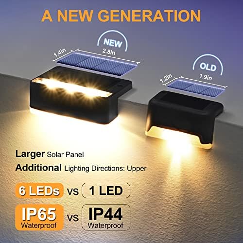 Solpex Solar Step Lights 16 Pack, Solar Outdoor Lights for Fence, IP65 Waterproof Solar Powered Outdoor LED Lights for Deck Porch Stair Yard Garden Patio Pool Decorations (Black, White)