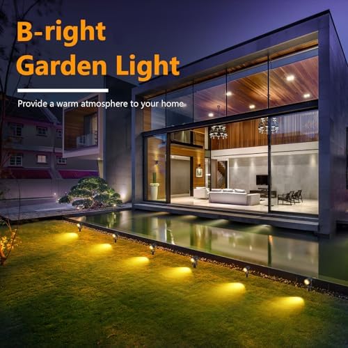 B-right Garden Spotlights Mains Powered, Upgraded Spike Lights Extendable to 12 Garden Uplighters,IP65 Waterproof 12V Low Voltage Outdoor Lights for Pathway Yard Landscape (6Pack,21M,Warm White)