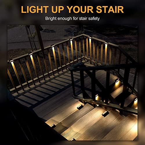 Solpex Solar Step Lights 16 Pack, Solar Outdoor Lights for Fence, IP65 Waterproof Solar Powered Outdoor LED Lights for Deck Porch Stair Yard Garden Patio Pool Decorations (Black, White)