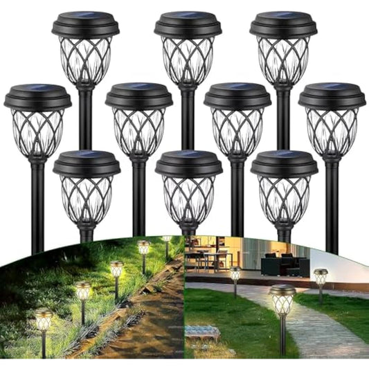 HELESIN Garden Lights Solar Powered, 10 Pack Solar Light Outdoor Waterproof, LED Solar Path Lights, Solar Powered Outdoor Light for Patio/Lawn/Walkway/Landscape Decoration
