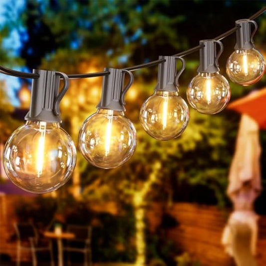 Yuusei Festoon Lights Outdoor Lights, 164FT/50M Garden Lights Mains Powered, IP45 Waterproof String Lights, 75+3 G40 LED Shatterproof Bulbs for Outside Fence Patio Gazebo Party Pergola