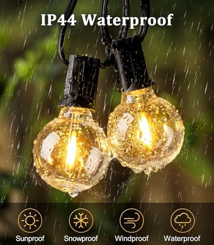 Vanranger Festoon Outdoor Lights Mains Powered 150 Ft G40 Garden Outside Festoon Lights Mains Powered 45M with Shatterproof LED Bulbs for Gazebo Pergola