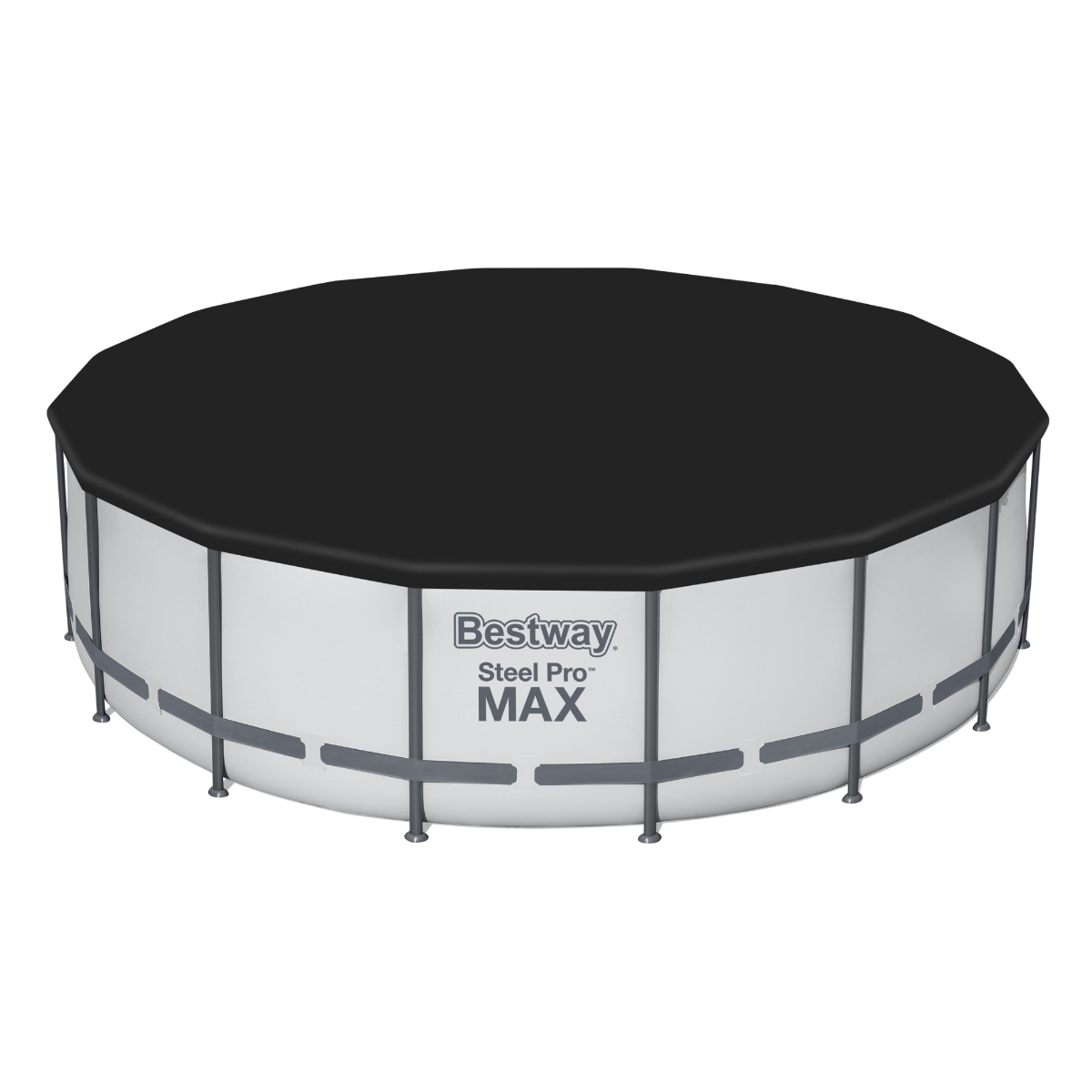 Bestway Round Steel Pro MAX™ Grey 16ft x 48" Above Ground Swimming Pool, Filter, Pump & Accessories
