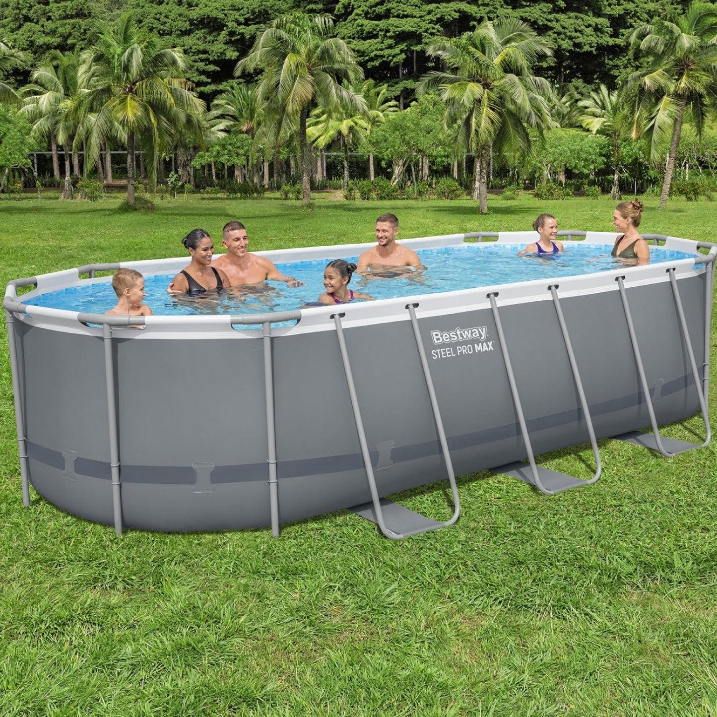Bestway 18ft x 9ft x 48" Oval Steel Pro Max™ Above Ground Swimming Pool, Filter Pump & Accessories