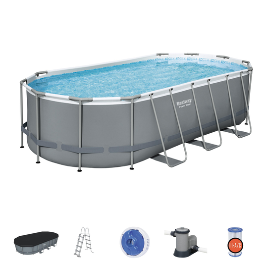 Bestway 18ft x 9ft x 48" Oval Steel Pro Max™ Above Ground Swimming Pool, Filter Pump & Accessories