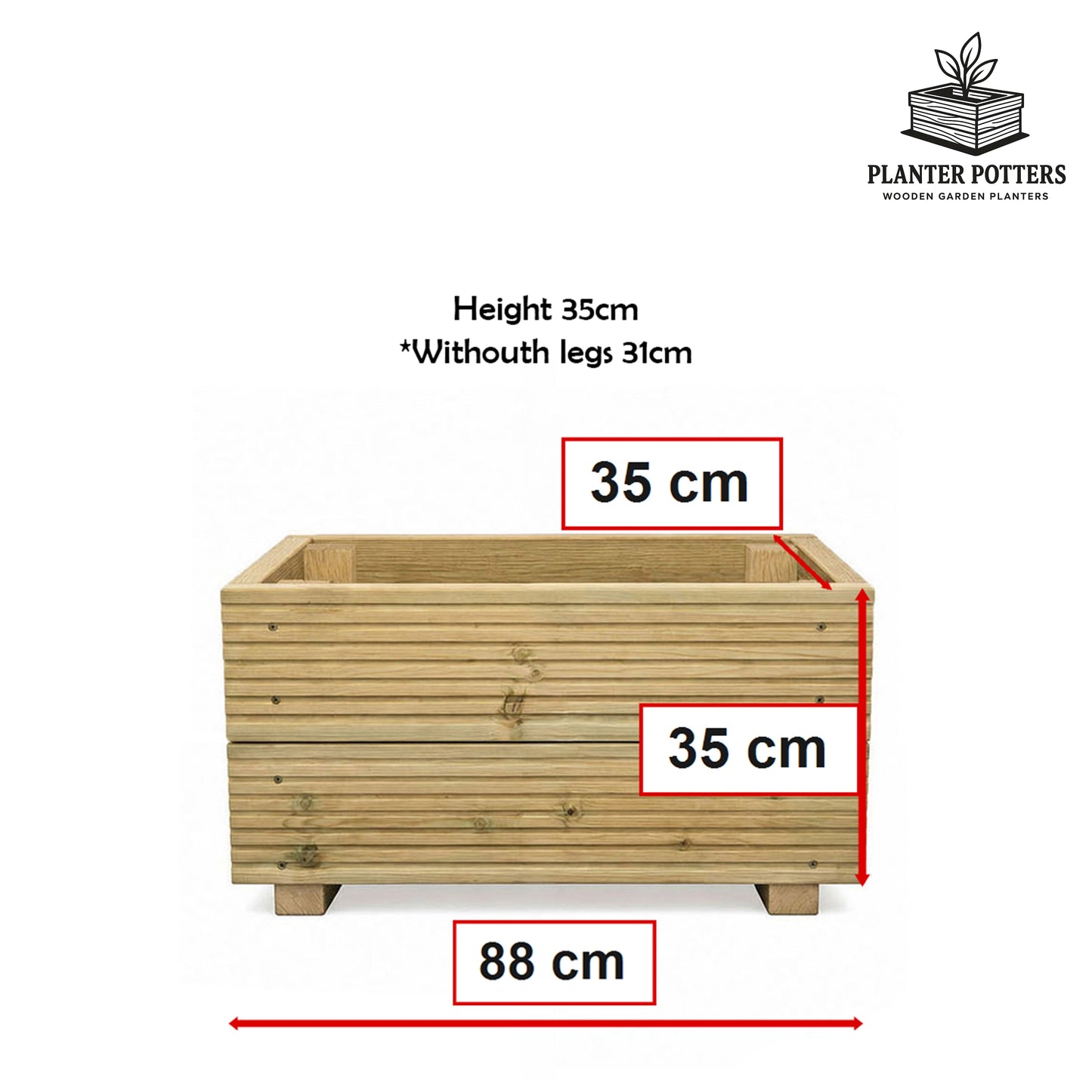 Medium Wooden Decking Planter – 57 × 35 × 33 cm