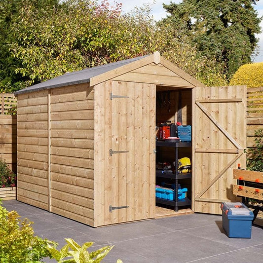 Rowlinson 6' x 8' Premier Shiplap Windowless Double Door Apex Shed
