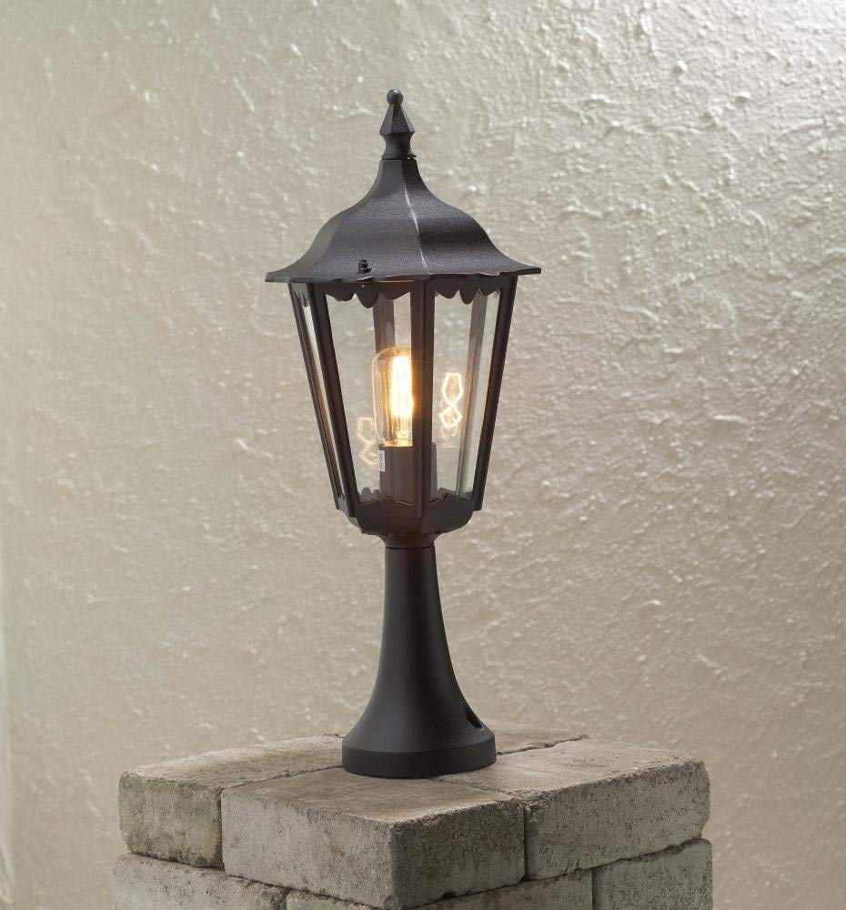 Konstsmide 7214-750 Firenze Post Outdoor Light/ 1 x 100 W E27 Max Bollard/ Clear Glass/ Aluminium/ IP43/ Outside Light Matt Black