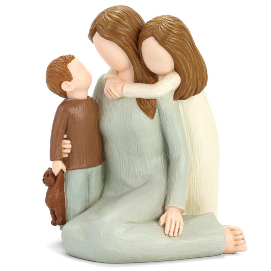 Carracci Mother and Kids Figurines, Sculpted Hand-Painted Mom and Two Children Statues, Mother Son Daughter Figures Gifts for Mothers Day Anniversary