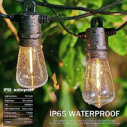 Festoon Lights Outdoor 40M Mains IP65 with 43 LED 2700K Bulbs Outdoor Lights for Indoor Outside Patio Pergola Decor, 3.5M Extension Cable Built-in