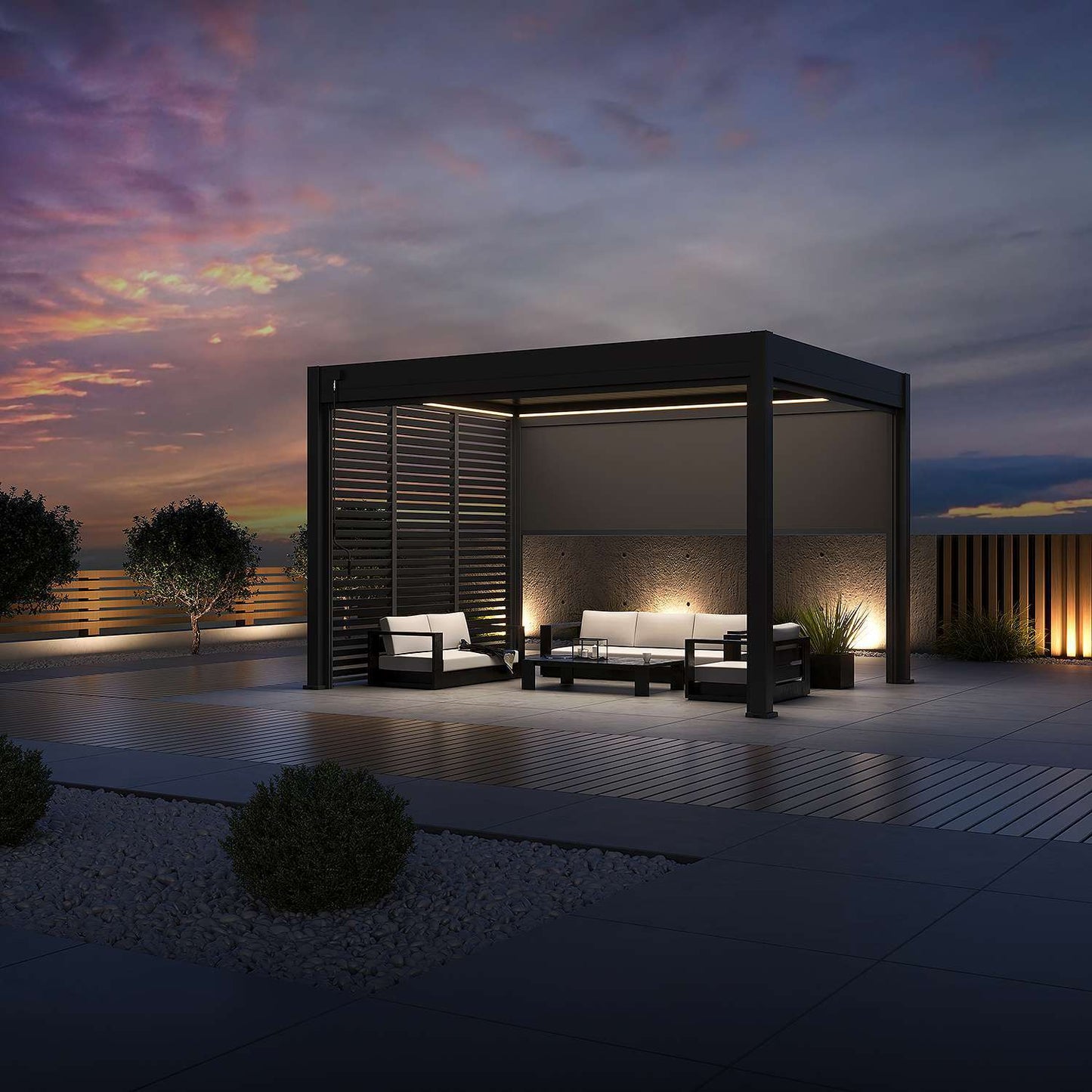 Modena Aluminium Pergola 4m x 3m Free Standing with LED Package