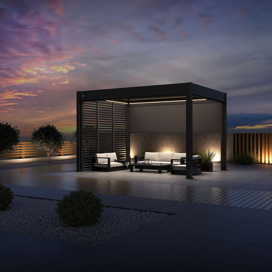 Modena Aluminium Pergola 4m x 3m Free Standing with LED Package