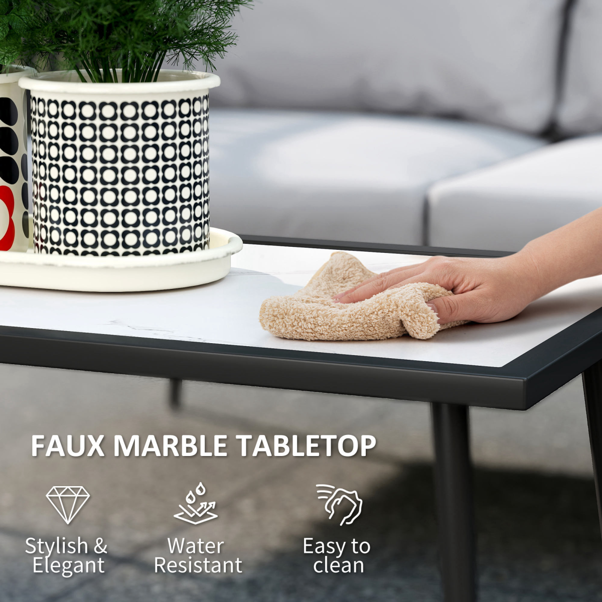 Outsunny 4 Piece Garden Furniture Set with Cushions for Patio, Light Grey