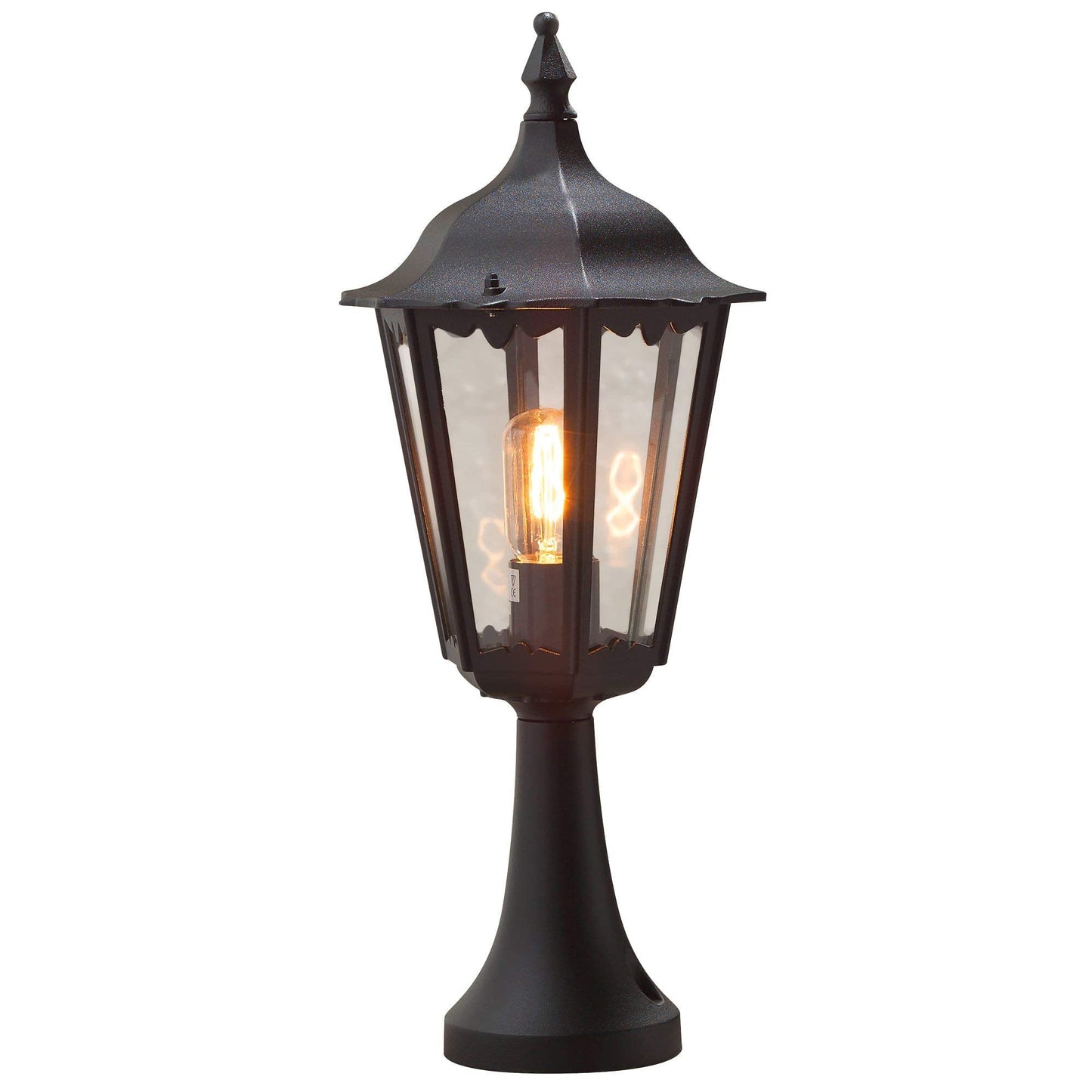 Konstsmide 7214-750 Firenze Post Outdoor Light/ 1 x 100 W E27 Max Bollard/ Clear Glass/ Aluminium/ IP43/ Outside Light Matt Black