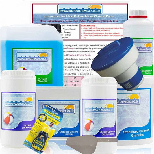Chemical Starter Kit with Chlorine Tablets and Dispenser - For Pools Over 15ft Diameter