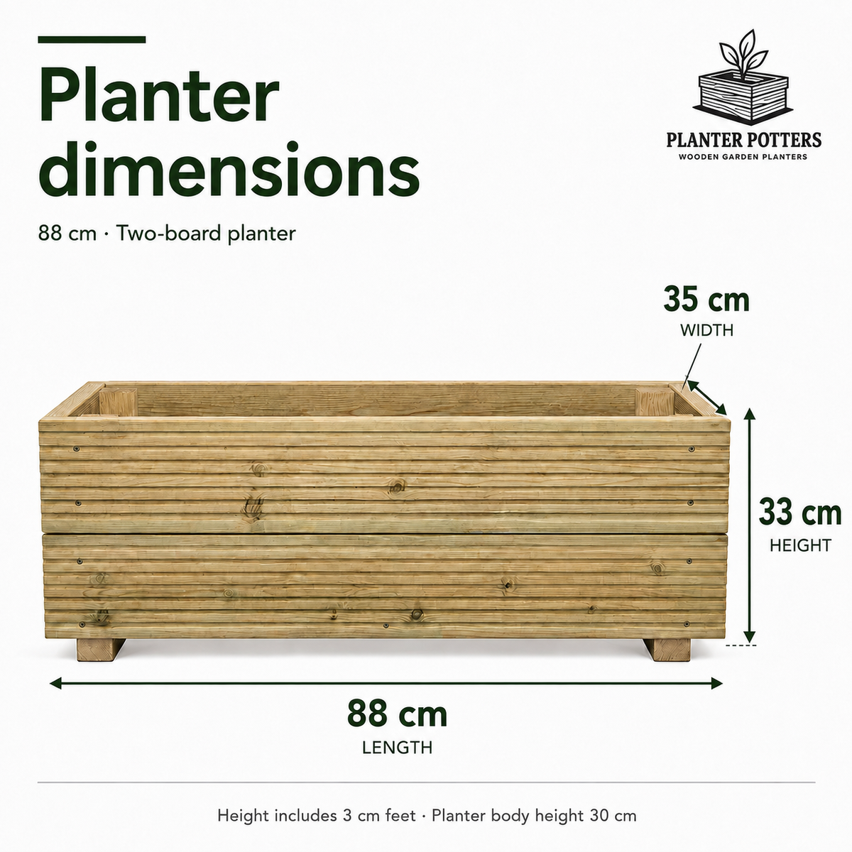 Large Wooden Decking Planter – 88 × 35 × 33 cm