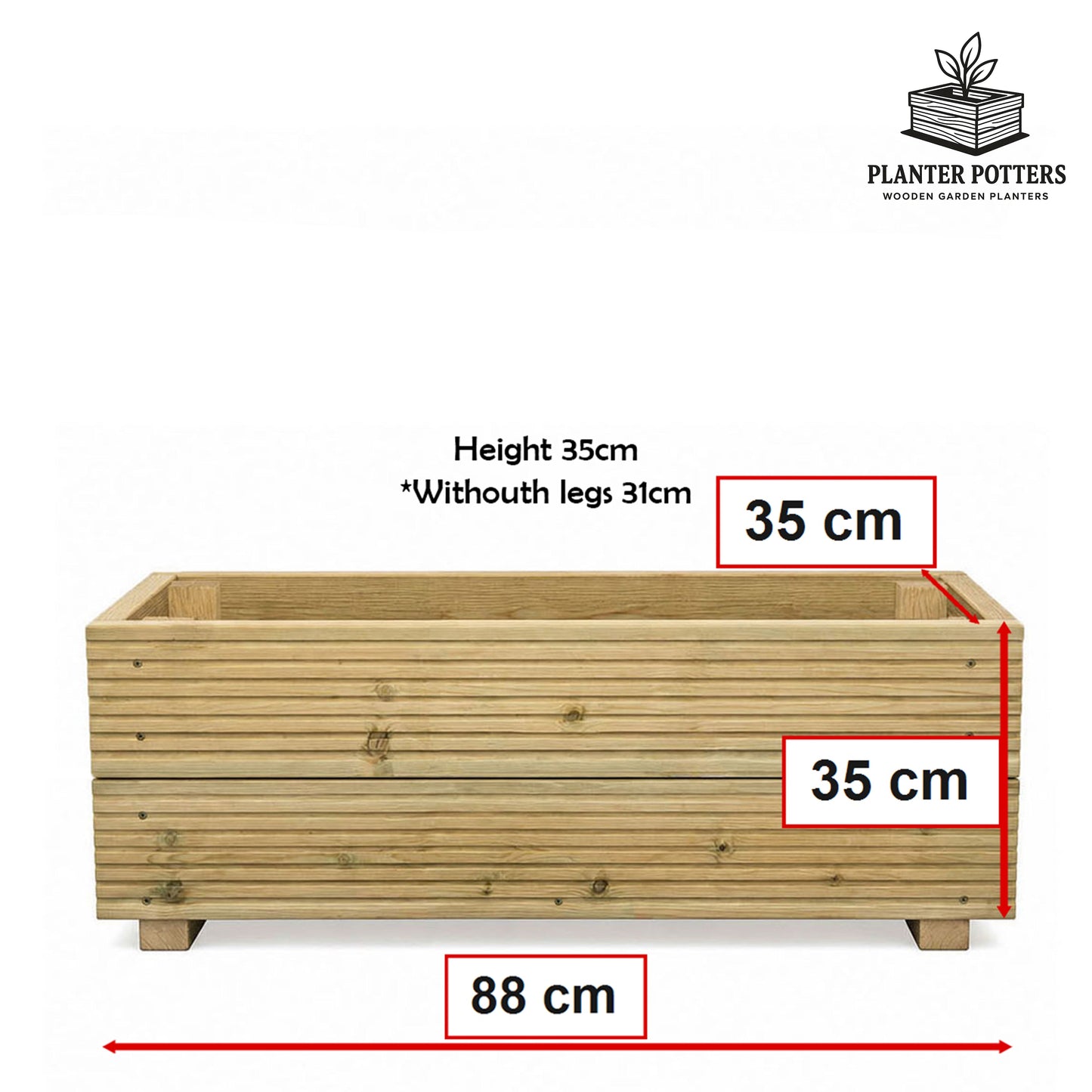 Large Wooden Decking Planter – 88 × 35 × 33 cm