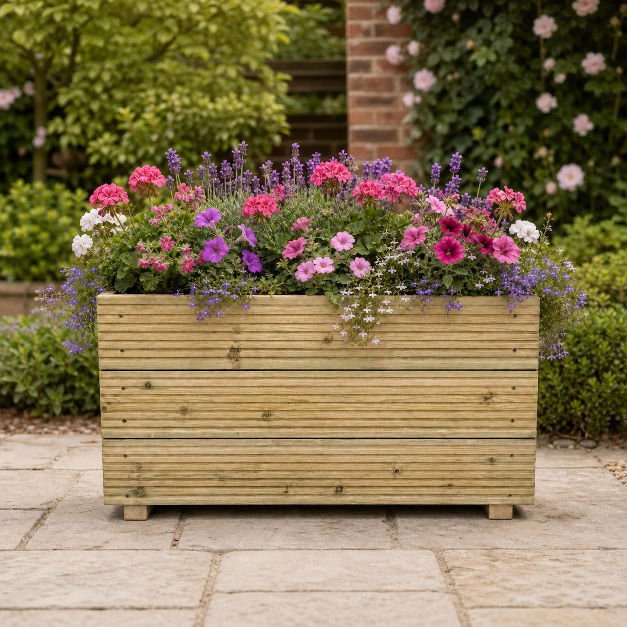 Large Wooden Decking Planter – Triple-Board 88 × 35 × 48 cm