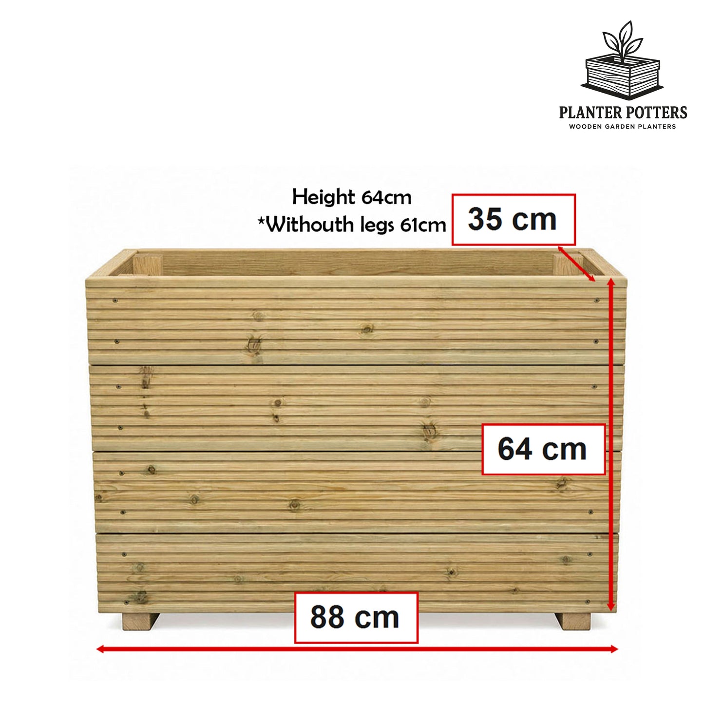 Tall Wooden Decking Planter – 88 × 35 × 63 cm