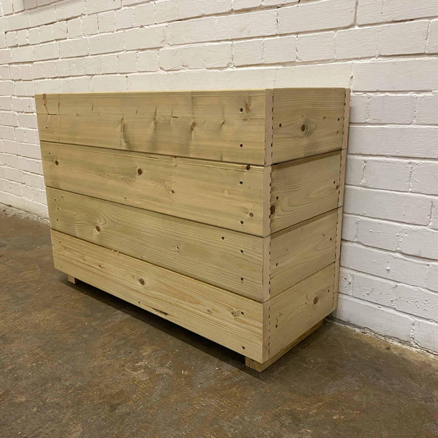 Tall Smooth Wooden Decking Patio Planter –  88 × 35 × 63 cm