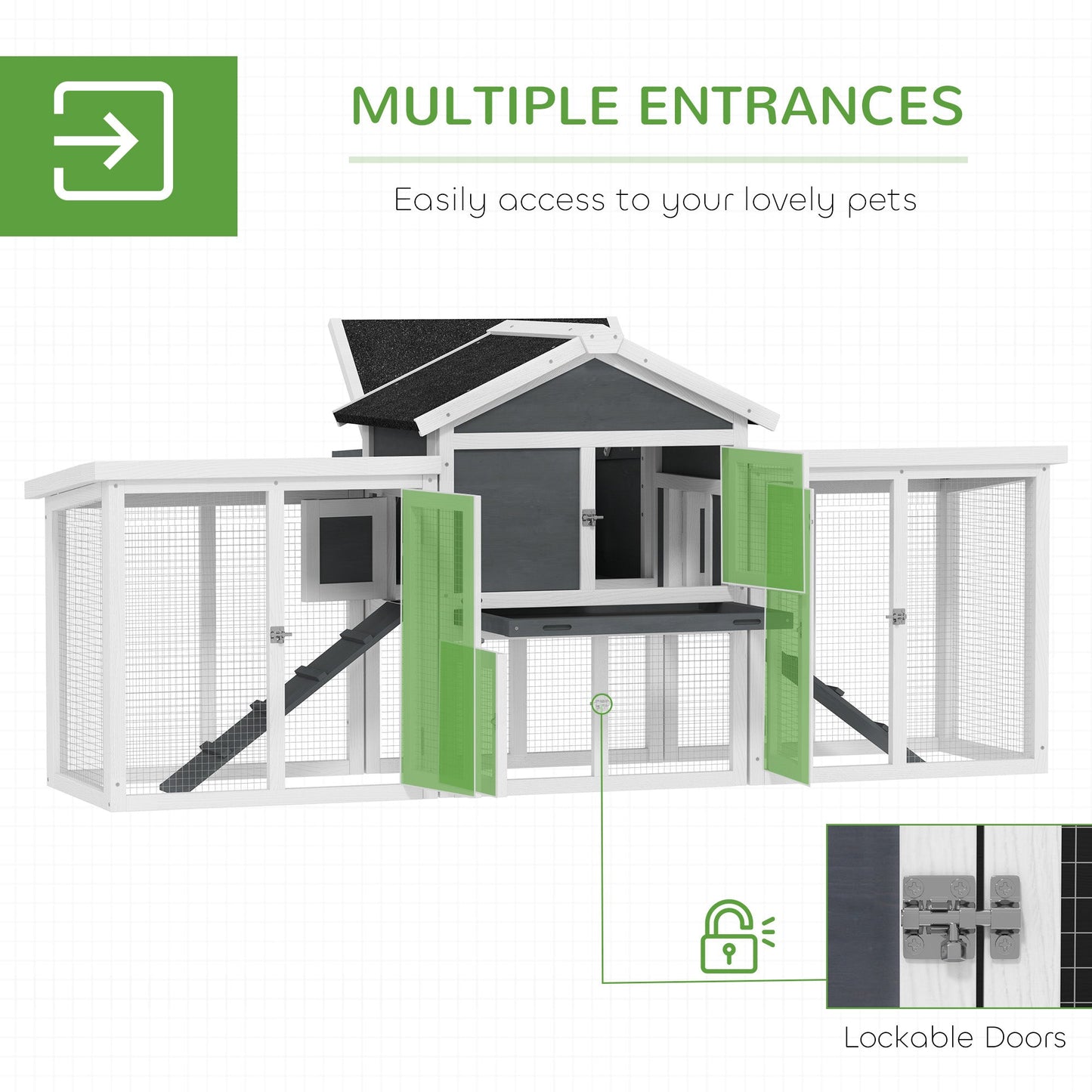 PawHut Wood Chicken Coop Hens Cage Poultry House with Nesting Boxes Run