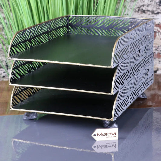 Borgal Leaf Design Metal Filing Trays