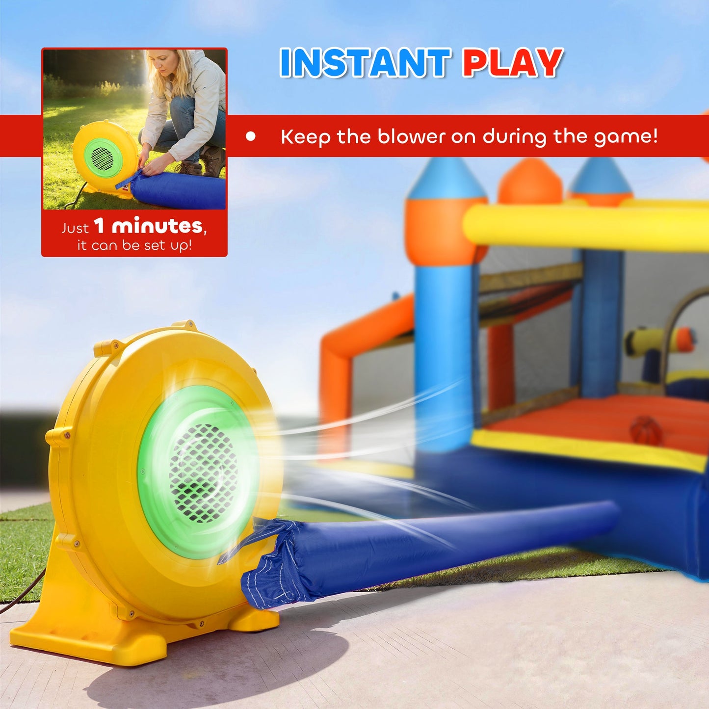 AIYAPLAY Bouncy Castle for Kids, Inflatable Bounce House with Slide, Pool (Ball Pit), Climbing Wall and Blower for Outdoor
