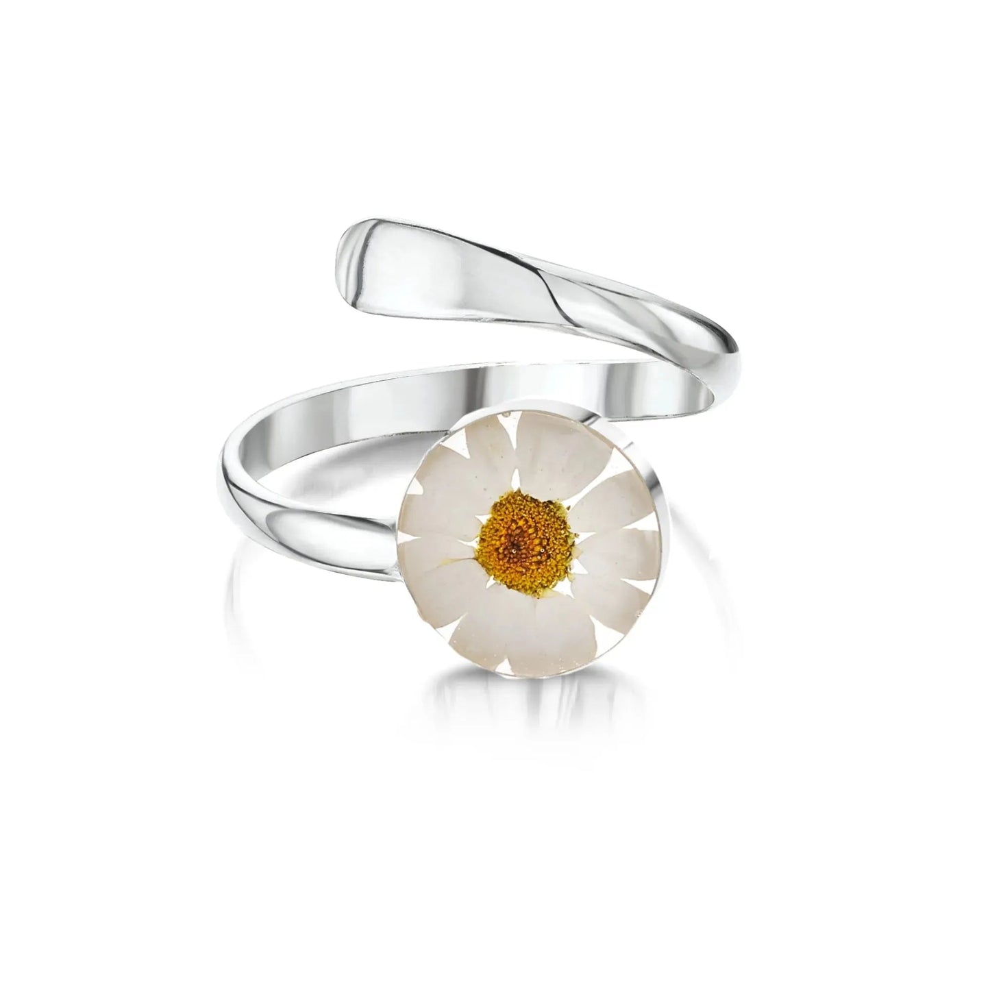 Sterling Silver Adjustable Daisy Flower Ring | Handmade Real Flowers