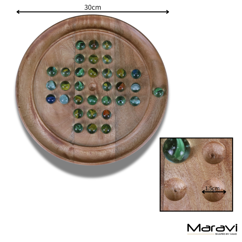 Dinod Large Wooden Solitaire Board Game Set
