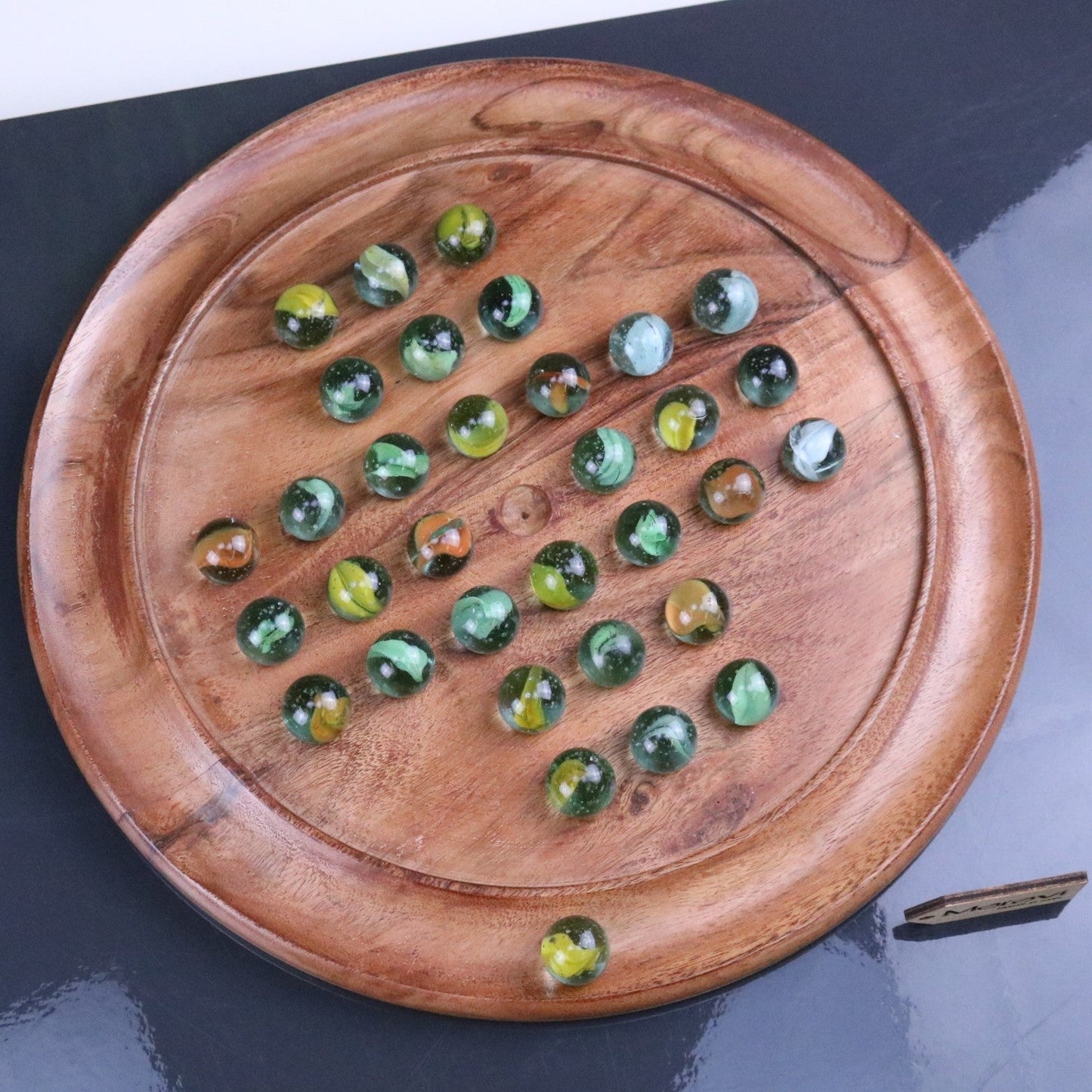 Dinod Large Wooden Solitaire Board Game Set Teak Colour