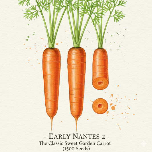 Carrot Seeds - Early Nantes 2 - The Classic Sweet & Coreless Variety (2000 Seeds)