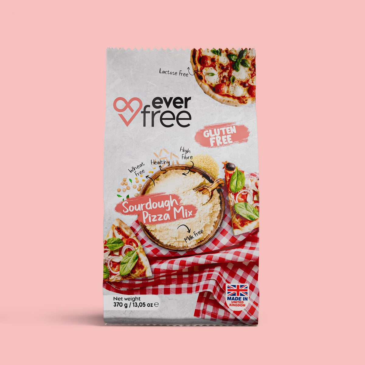 EverFree Gluten-Free Pizza Base Mix (Sourdough) 370g - Pack of 3