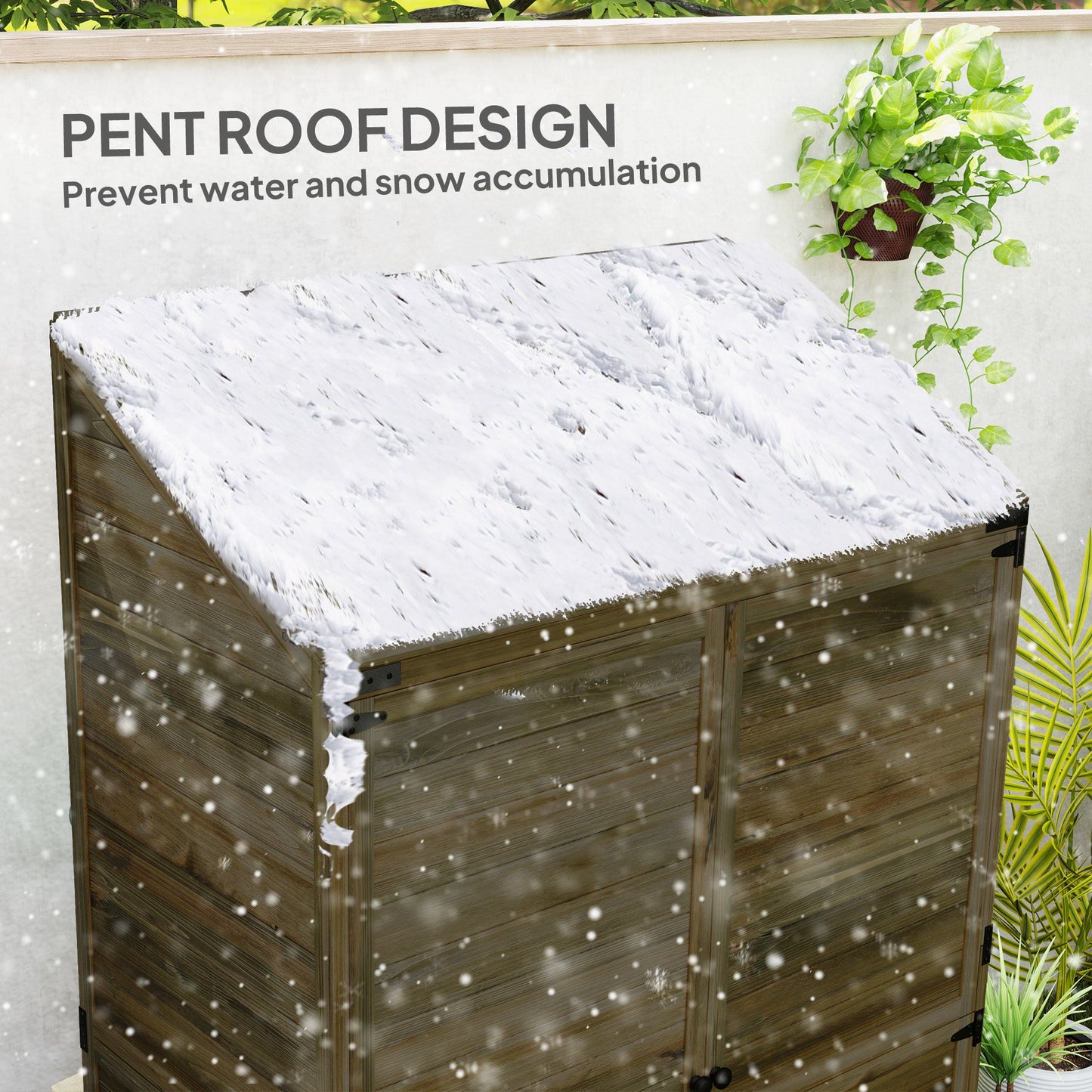 Outsunny Wooden Garden Storage Shed w/Double Doors and Shelves, Green