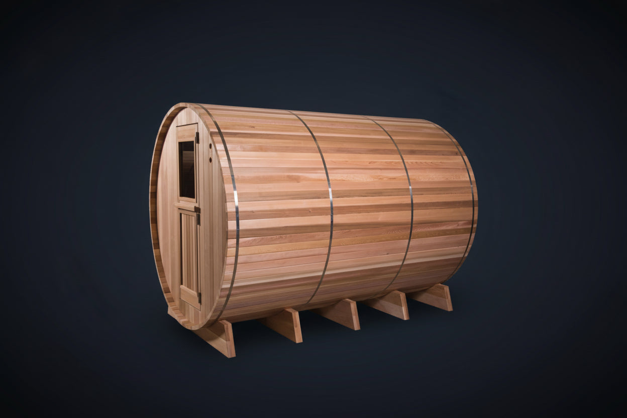 Fonteyn Barrel Sauna Rustic Red Cedar Grandview Multiroom – 7+3 ft