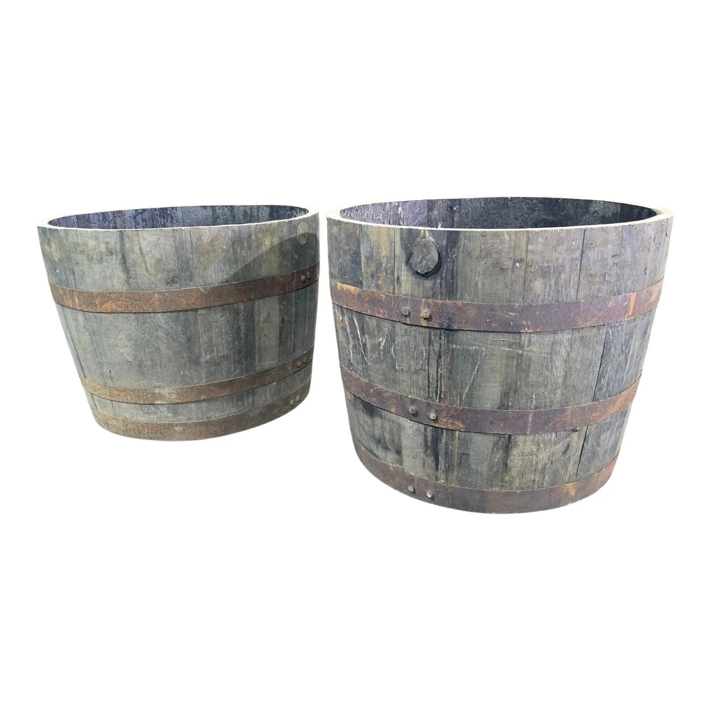 Large Oak Reclaimed Whisky Barrel Planter Pot 50cm Outdoor Garden Decor Patio