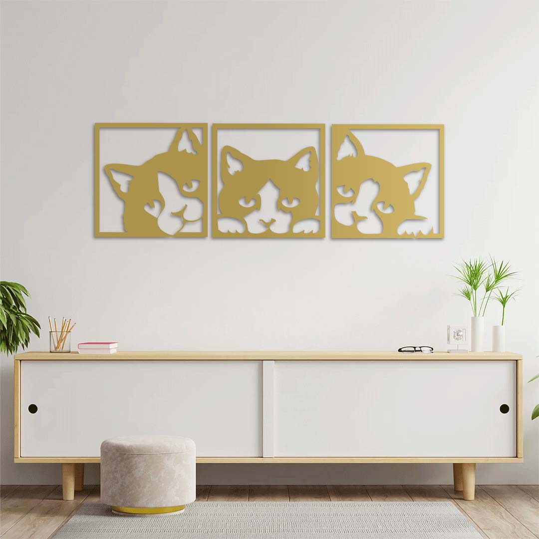 Geometric Cat Metal Wall Art – Minimal Modern Animal Decor