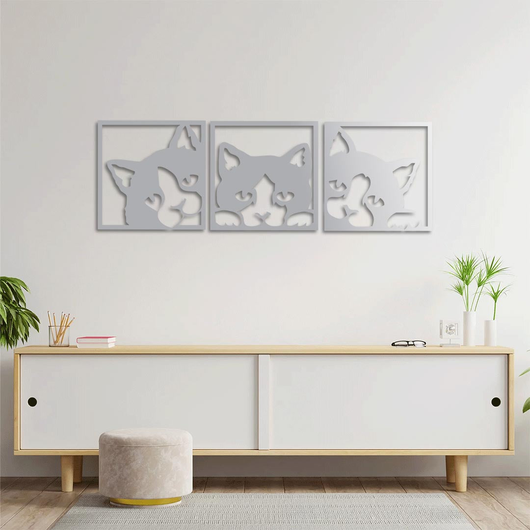 Geometric Cat Metal Wall Art – Minimal Modern Animal Decor