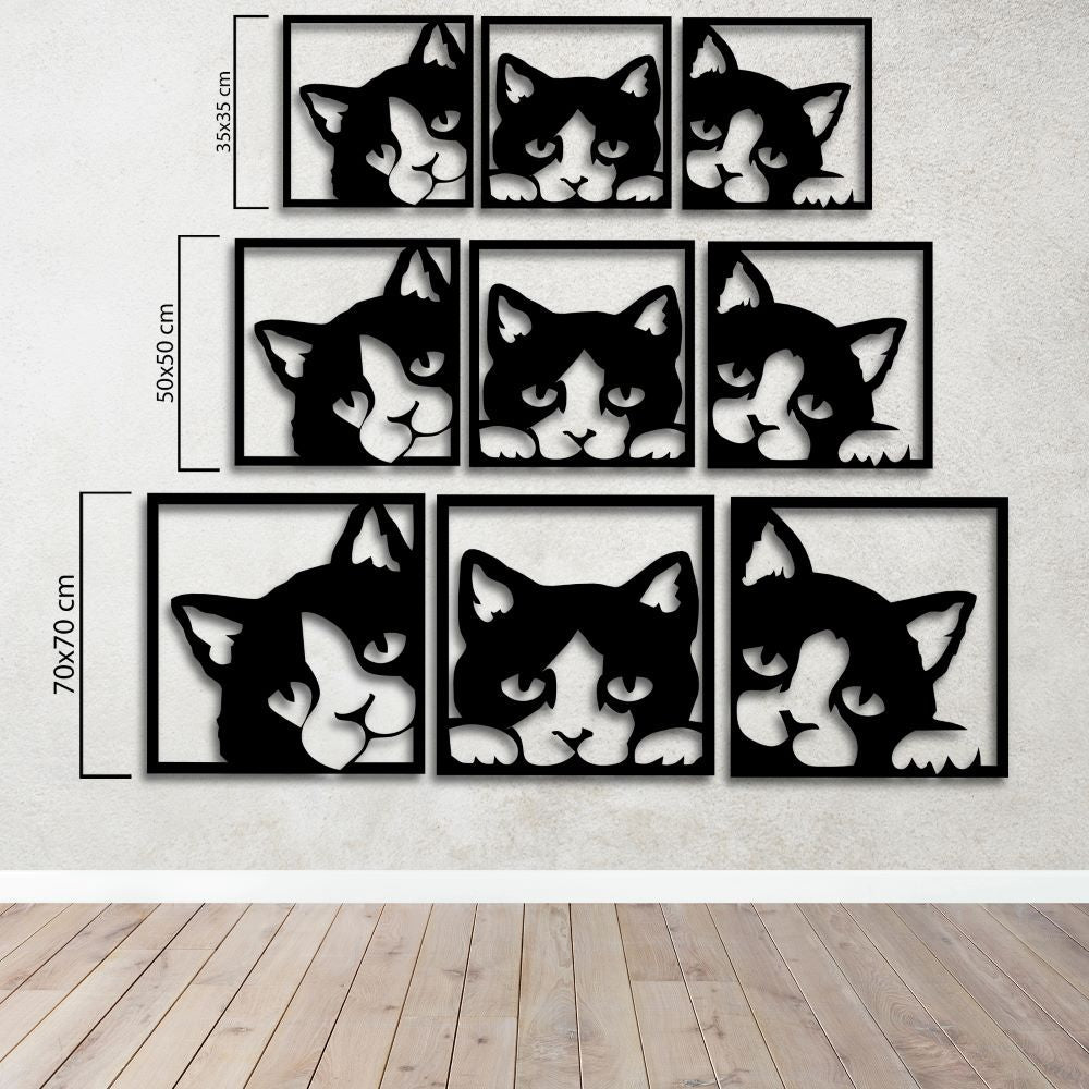 Geometric Cat Metal Wall Art – Minimal Modern Animal Decor