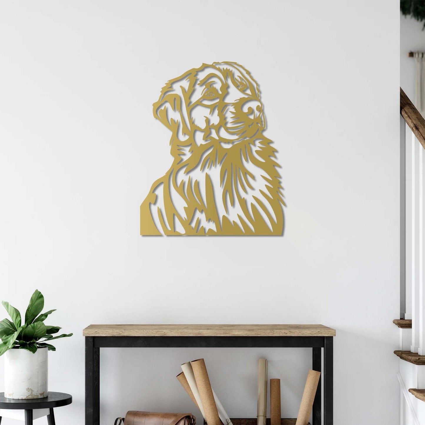 Golden Loyal Friend Dog Metal Wall Art