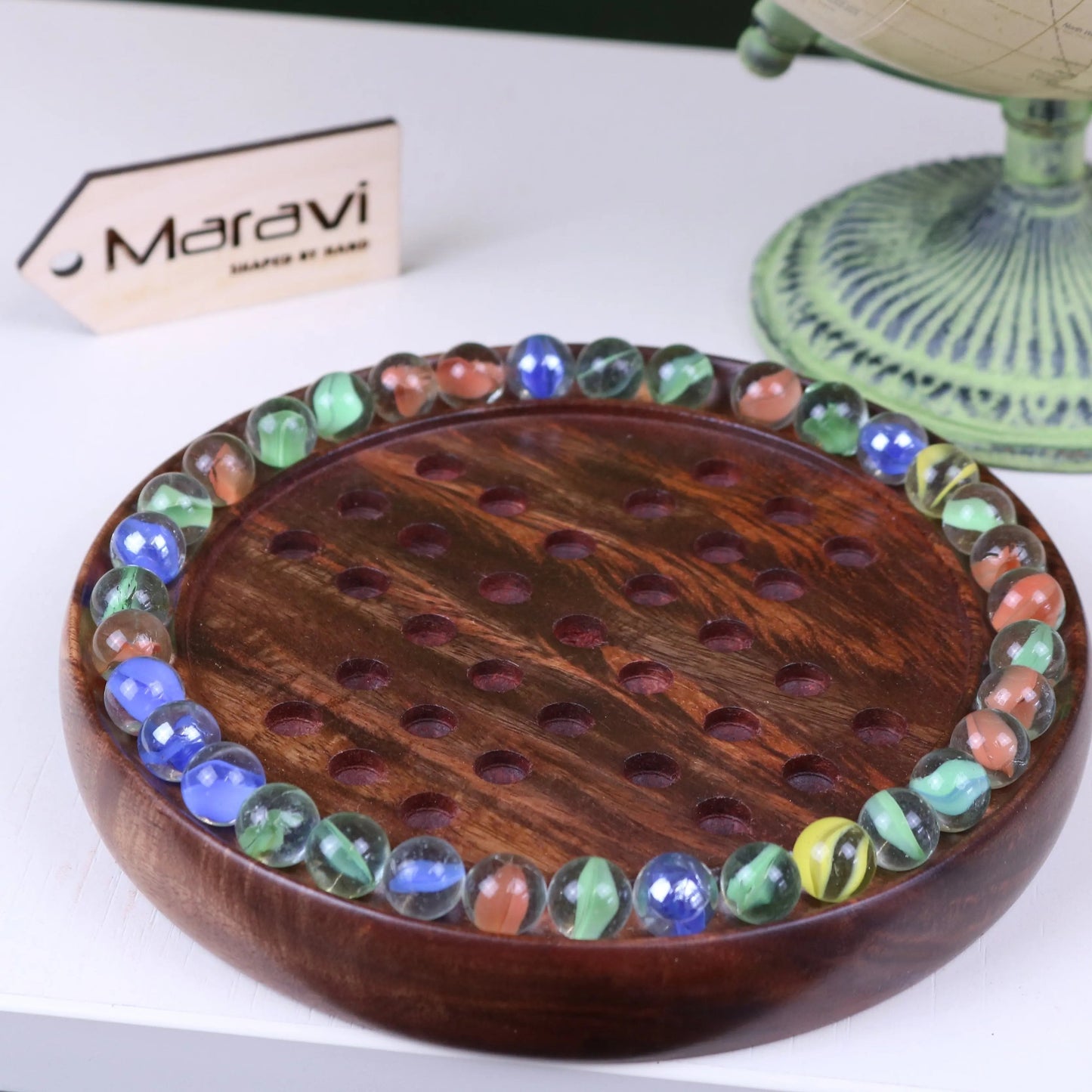 Jajur Wooden Solitaire Board Game Set