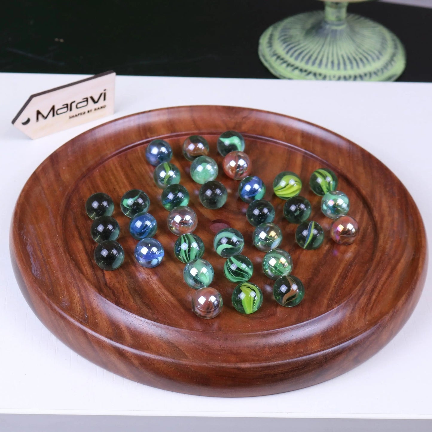 Jajur Wooden Solitaire Board Game Set